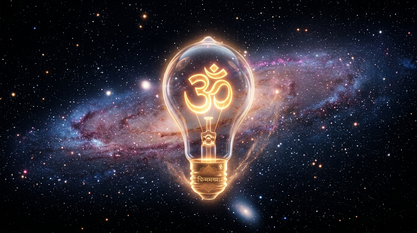 Cosmic lightbulb of consciousness with Om — Chinmayah Satchidananda