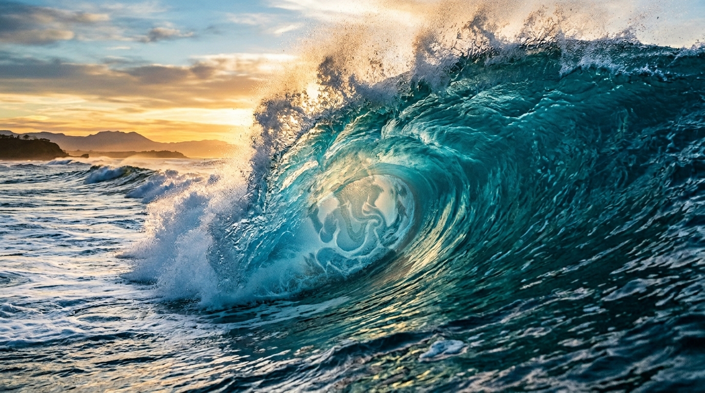 Ganesha's form visible within an ocean wave — Tattvamasi, the visible reality of Brahman