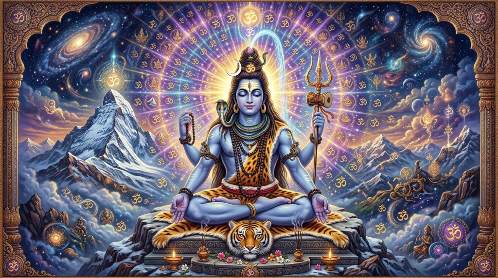 Lord Shiva in deep meditation on Mount Kailash with third eye glowing — Mahamrityunjay Mantra hero image